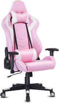 DIKEP Gaming Chair Ergonomic Swivel Office Desk Chair with Headrest and Lumbar Support PU Leather Computer Chair for Home Office Pink