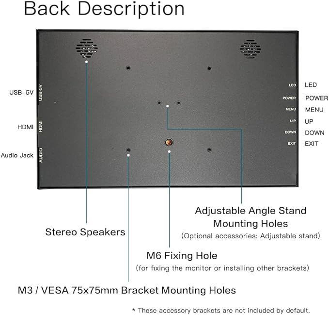 10 inch Monitor Touchscreen Small HDMI Portable Display 1024x600 IPS Computer 10.1 inch Secondary Screen mini Monitors for Windows Mac Laptop PC
