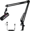 COMICA EJoy D10(A) USB/XLR Dynamic Gaming Microphone – Boom Arm Mic with Noise Cancellation Real-Time Monitoring Muting RGB Professional Studio Mic for Gaming Streaming Podcast Recording (Black)