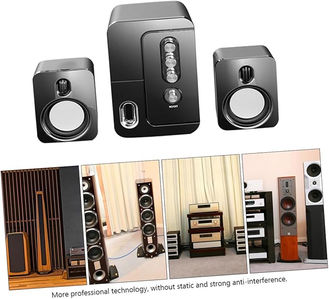 MERRYHAPY USB Computer Laptop Desktop Speaker Compact Wired Multimedia Loudspeaker Box with 3D Surround Sound and Deep Bass Portable Black Speaker for Office Home and Study Use