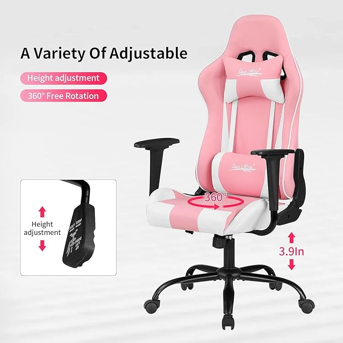 Ergonomic Gaming Chair Video Gamer Chair for Adults/TeensRacing Style Computer Chair with Lumbar Support Adjustable Rolling Desk Chair PU Leather Game Chair