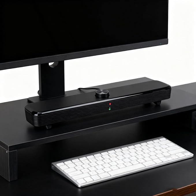 Computer Speakers for Desktop PC 3D Stereo Sound USB Computer Laptop Speaker with Breathing LED Light Microphone Soundbar for Office Home and Gaming