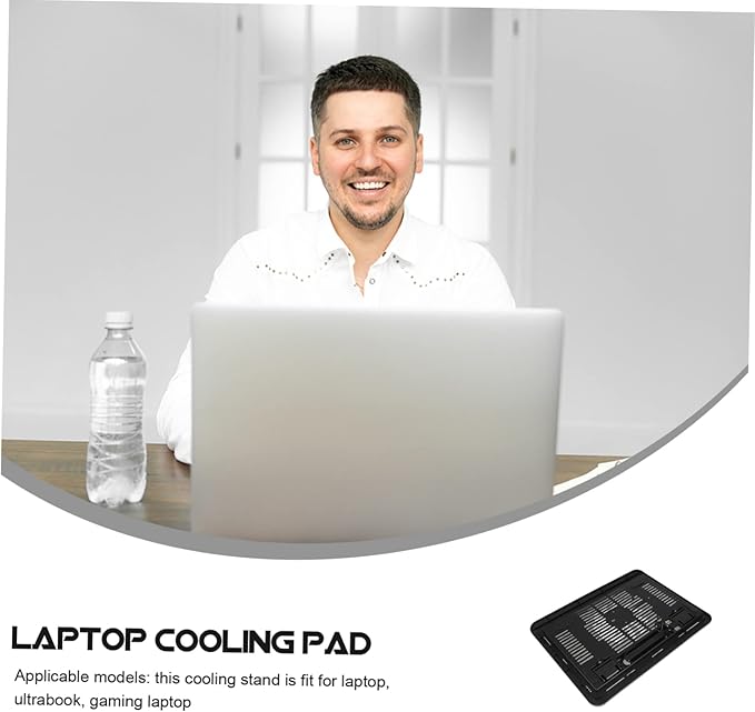 Tofficu Laptop Cooling Pad with Slip Feet Air Cooling Stand for Laptops Ergonomic Design for Neck Relief for Home Office Use