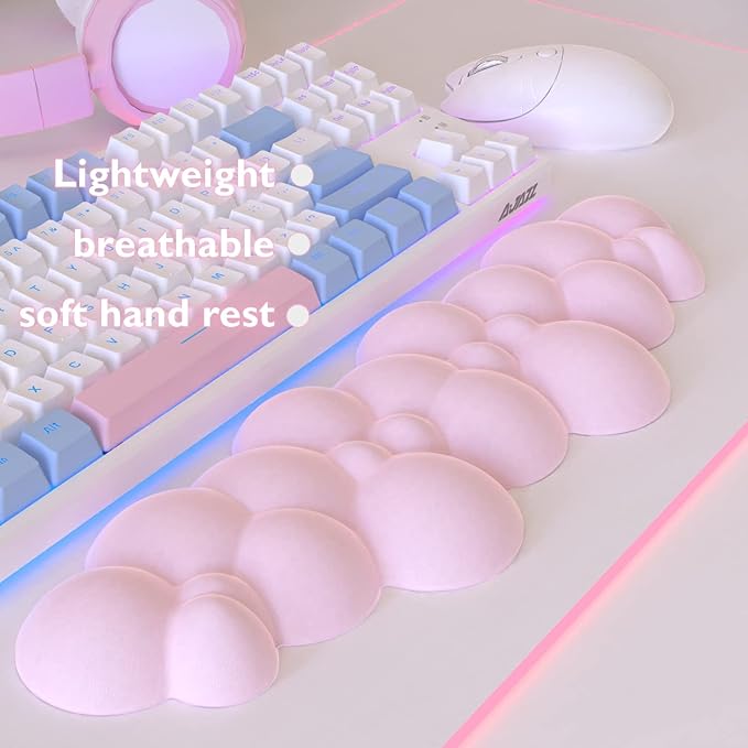 Gaming Keyboard Wrist Rest PadMemory Foam Palm Rest Ergonomic Hand Rest for Computer KeyboardLaptopMacLightweight for Easy Typing Pain Relief-Pink