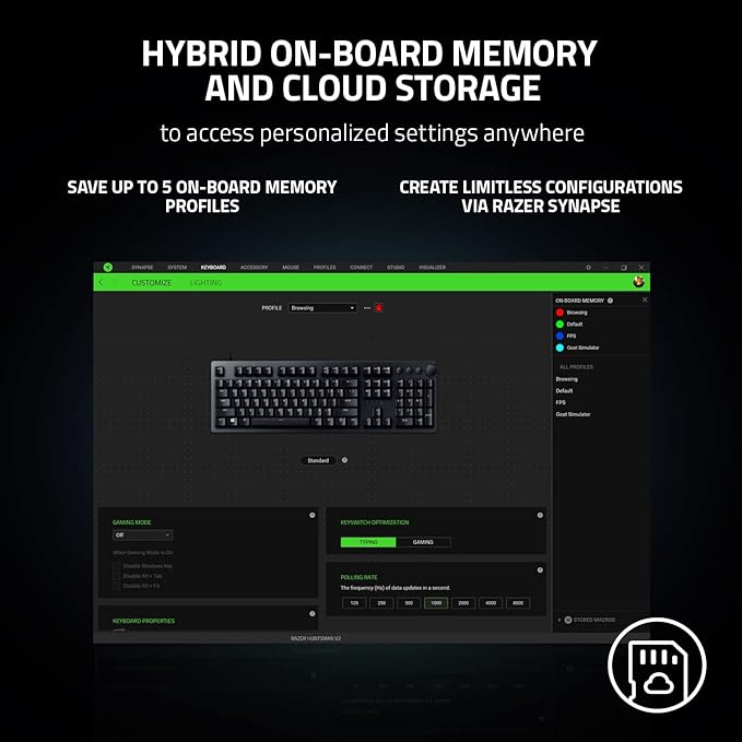 Razer Huntsman V2 Optical Gaming Keyboard: Fast Clicky Optical Switches w/Quick Keystrokes &amp 8000Hz Polling Rate - Doubleshot PBT Keycaps - Dedicated Media Keys &amp Dial - Ergonomic Wrist Rest