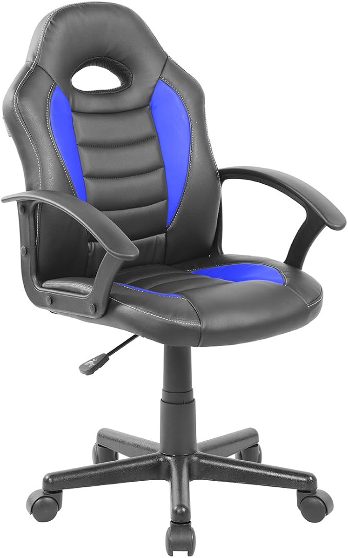 Kid's Gaming and Student Racer Chair with Wheels Lumbar Support High Back Adjustable Rolling Swivel Desk Chair (Blue)