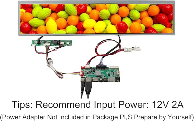VSDISPLAY 19 Inch DV190FBM-NB0 1920x360 IPS LCD Screen with USB SD Multimedia Controller Board MP4 Support