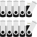 JUANWE 4GB USB Flash Drive 10 PacksBulk Thumb Drives Jump Drive with 360°Swivel Shell Fold Storage USB Stick with Lanyard Hole Portable Pen Drive Mutipack Zip Drive Black