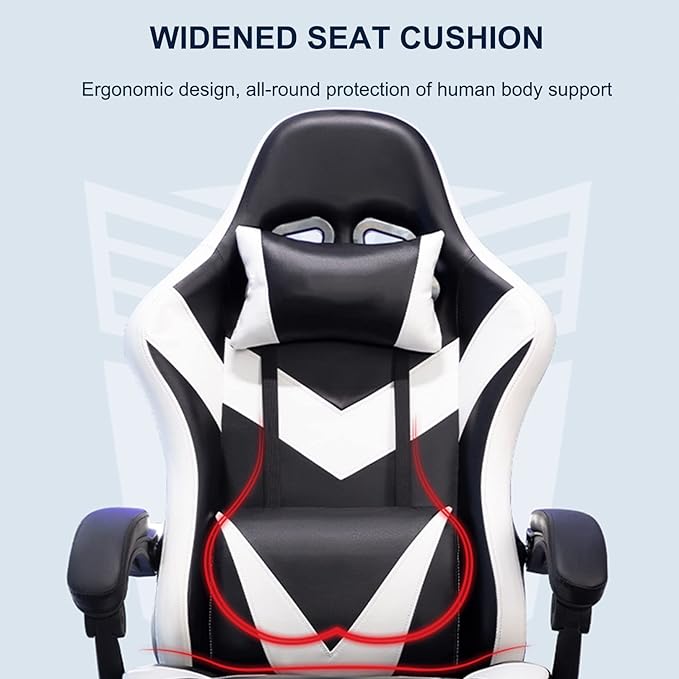 Computer Chair with Footrest High Back Ergonomic Gaming Chair Reclining Gaming Chair with Linkage Armrests for Adults