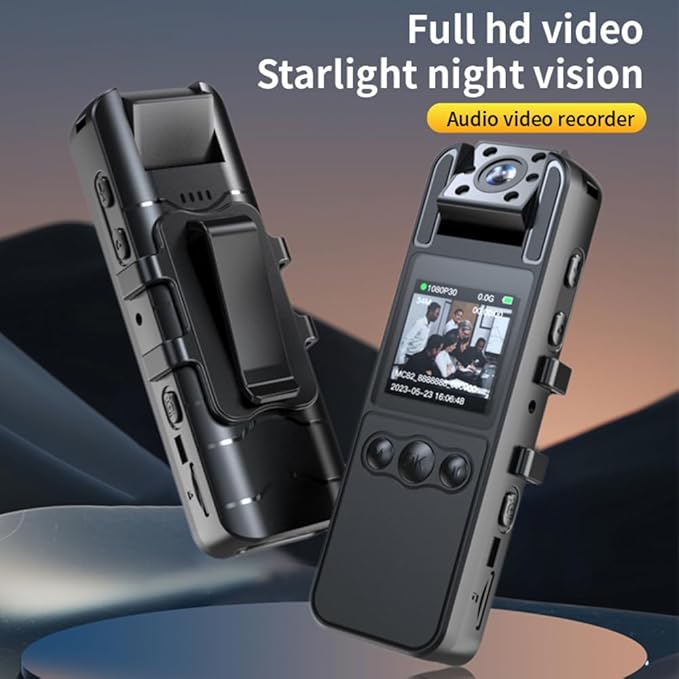 1080P Body Camera Mini Webcam with 180° Rotatable Lens IR Night Vision Audio Video Recording - One - Key Alarm Back Clip and Neck Strap Outdoor Personal Use