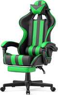 Huracan Gaming Chair with Footrest Adjustable Video Game Computer Chairs for Adults Reclining Backrest Office Desk Chair with Headrest and Lumba Pillow Green