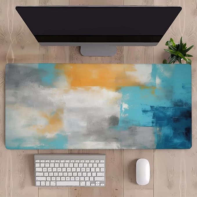 Abstract Street Garbage Painting Large Mouse Pad Gaming Mousepad Desk Mat for Desktop Computer Keyboard Waterproof Mouse Mat Desk Pad with Non-Slip Base for Game School Office Home 35.4 x 15.7