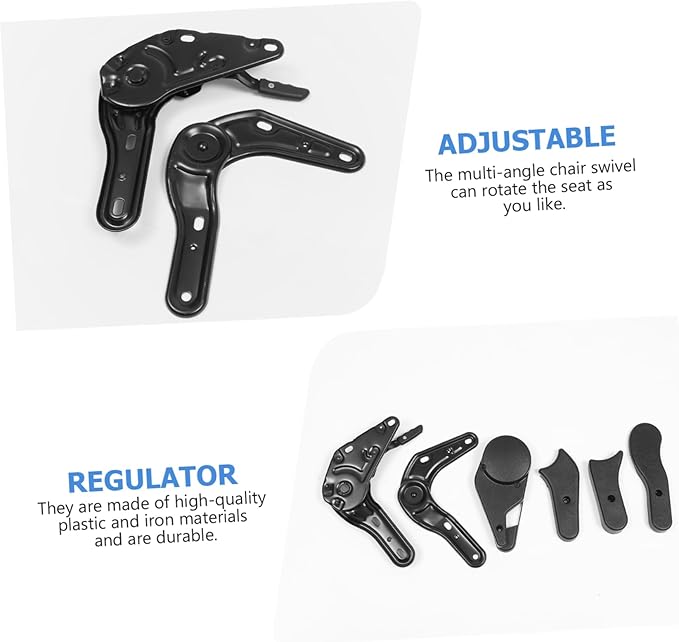 Zerodeko 6 Pcs Chair Regulators Multi Angle Adjusters for Gaming and Office Chairs Plastic Angle Tuners Replacement Parts for E Sports Seat Easy to Install Black