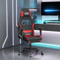 Massage Office Gaming Chair with Footrest Fabric Massage Office Chair Ergonomic Desk Chair Rolling Swivel Adjustable PC Computer Chair for Women Adults Girls(Black&ampRed)