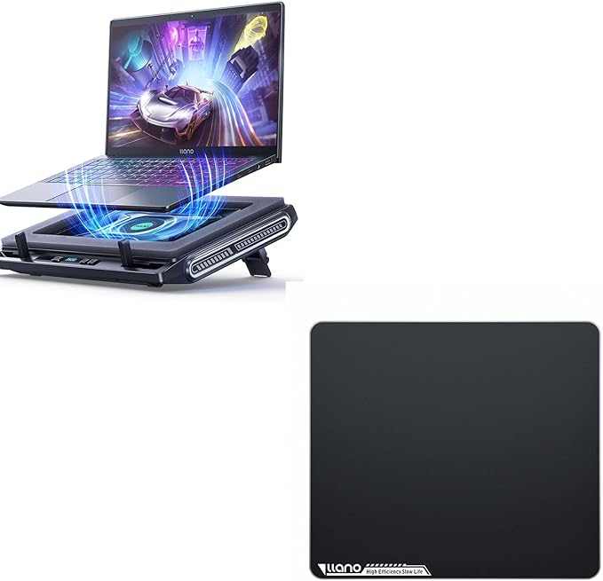llano Laptop Cooler Bundle with Glass Mousepad Large Size