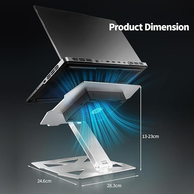 IMMOENUC Laptop Cooling Stand with Peltier Cooler Adjustable Height &amp Angle Whisper-Quiet Aluminum Thermoelectric Cooler for 12-19 Inch Laptops MacBook/Dell/HP/Lenovo Fast Cooling Notebook