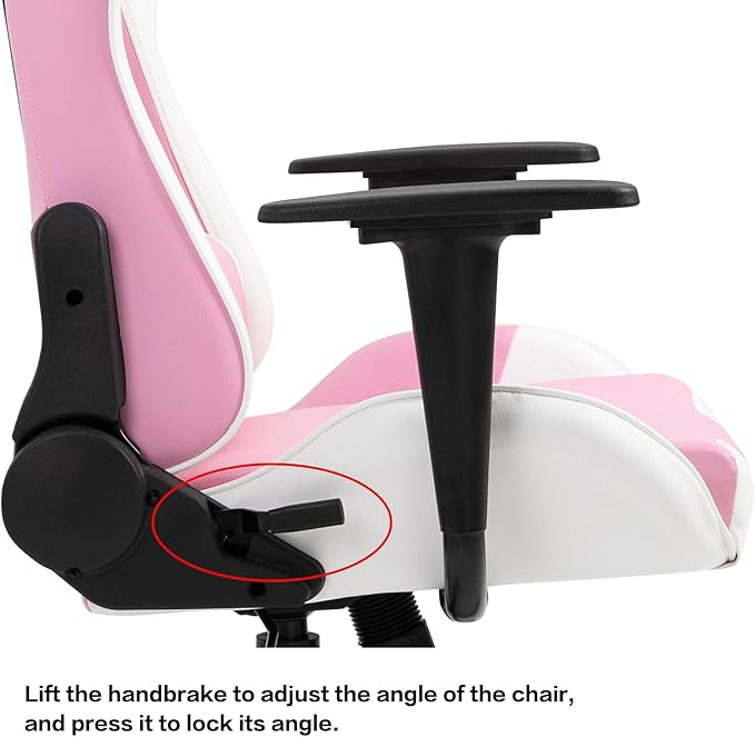 Modern-Depo Gaming Chair Pink White Adjustable Swivel Ergonomic Office Recliner Chairs for Adults Girls