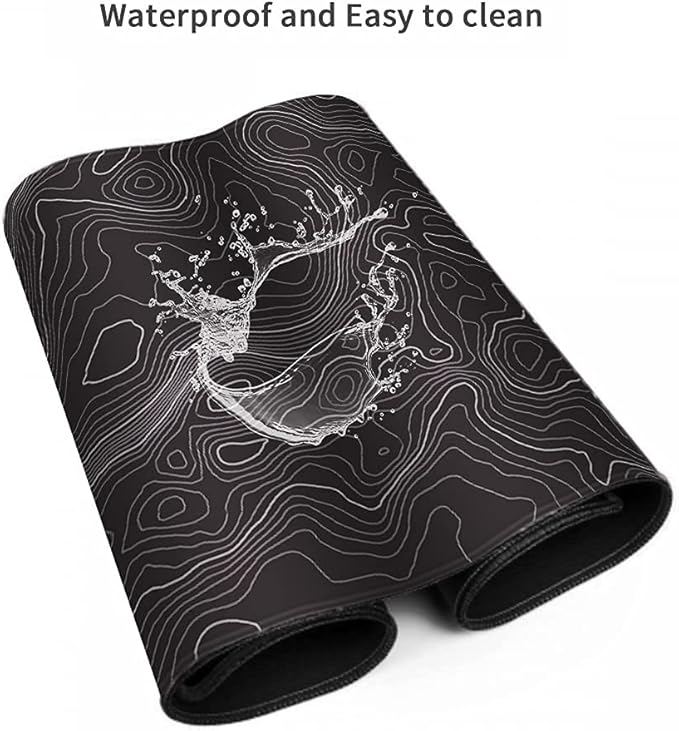 keepcute Topographic Desk Mat Non-Slip Gaming Mouse Pad 35.4 x 15.7 in