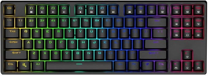 Laptop Keyboard Mechanical Keyboard with RGB Backlit Modes Wired 87 Keys Backlit Mechanical Gaming Keyboard for PC Gamer Computer Laptop Computer Keyboard (Cherry : Yellow) (Brown)