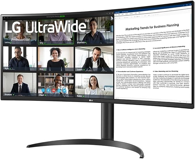 LG 34WR55QK-B 34 Curved UltraWide WQHD HDR 10 100Hz Monitor with USB Type-C Bundle with Elite Suite 18 2X HDMI Cable and Deco Gear CPS Exclusive 26 Month Protection Pack (BEACH-CPS-26M500)