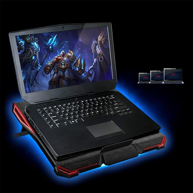 Adjustable Angles Laptop Cooler Ergonomic Notebook Cooling Pad with Five Led Fan for 11'' 15.6'' 17''Notebook Tablet PC (Color : Blue) (Blue)