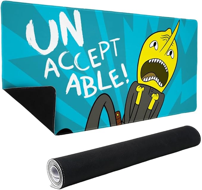 Adventure Time Lemongrab Unacceptable Large Gaming Mouse Pad Desk Mat with Stitched Edges Non-Slip Base for Gamer Home and Office 31.5 x 15.7