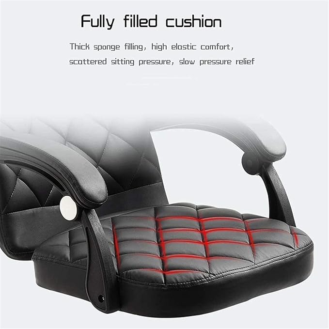 Office Recliner Office Chair Computer Table and Chair PU Leather Game Chair Lunch Break High Back Ergonomic Racing Chair Chair (Color:Beige)