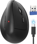 TECKNET Ergonomic Mouse Wireless Bluetooth Vertical Mouse (BT5.0/3.0 &amp 2.4G) Rechargeable 4800 DPI Optical Mouse with 6 Adjustable DPI Quiet Clicks USB A Receiver 6 Buttons - Wide Compatibilit
