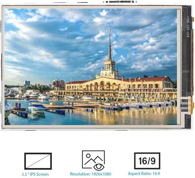 Zopsc 3.5 inch LCD Screen Display Supports 1080P Display Monitor 60fps for + Black Acrylic Case with Multi Languages Menu