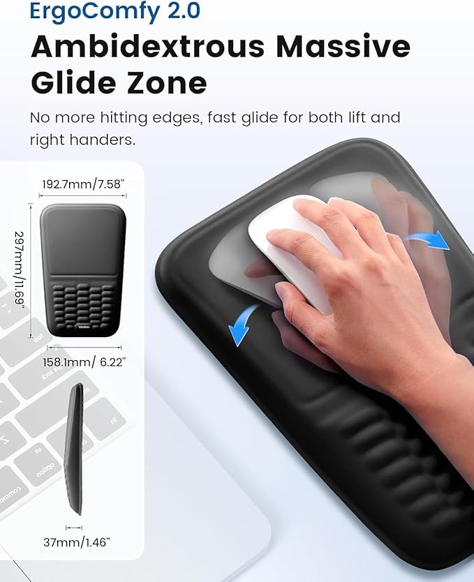Vaydeer Keyboard Stand and Mouse Pad Set with Wrist Rest Soft Memory Foam Wrist Support Ergonomic Wrist Cushion for Desk Relieves Carpal Tunnel Pain Palm Hand Typing for Office Home Gaming