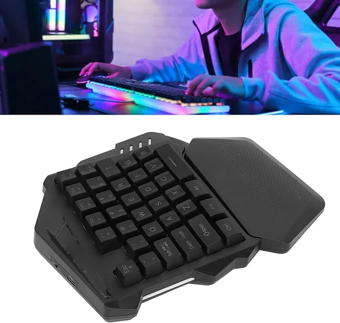 One Handed RGB Mechanical Gaming Keyboard 35 Keys Type C Professional Gaming Keypad 2.4G Wire Less RGB Lighting ABS 35 Keys Gaming Keyboard Ergonomic for Computer 2000mAh