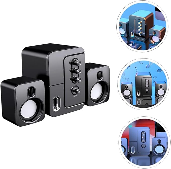 USB Computer Speakers Desktop Laptop Portable Speaker with 3D Surround Sound and Deep Bass for Home Office Use Black