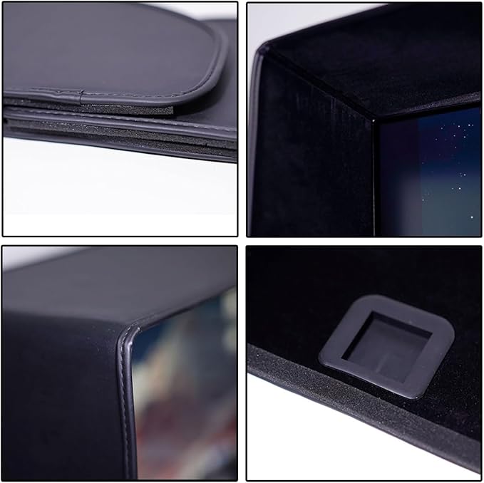 Leather Monitor HoodAdjustable Monitor Hood SunshadeAll-Sides Coverage Display Sun VisorSuitable for 19-32 Inch Universal Hood of All Brands(27E/28in (Ultra-Narrow Bezel))