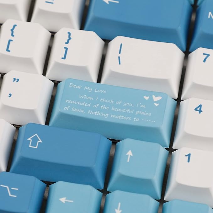 YMDK 143 Sea Fog Love Letter Cherry Profile Dye Sub Thick PBT 5 Sides Mac Keycaps Set for ANSI 104 87 61 96 75 GMMK NCR80 Mx Keyboard