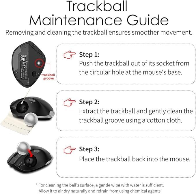 Docooler F-33 Wireless Trackball Mouse - Easy Thumb Control Precision and Smooth Tracking Tri-Mode Ergonomic Mouse wirh Programmable and Adjustable Mouse Angle Compatible for PC Laptop - Black