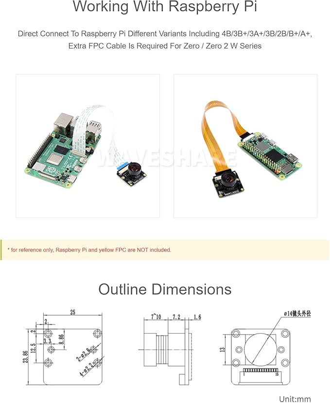 OV9281-110 Mono Camera for Raspberry Pi Series Board 110°FOV Global Shutter 1MP (1280 × 800)