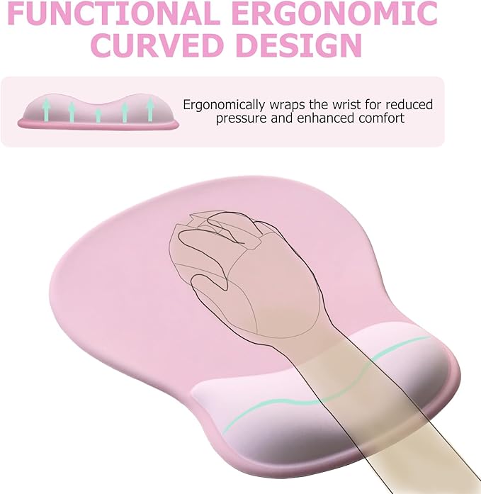 Gel Mouse Pad with Wrist Rest Ergonomic Office Keyboard Wrist Rest and Mousepad with Wrist Support Computer Mouse Pad with Non-Slip PU Base and Desk Accessories Mat for Laptop &amp Home &amp Gamin