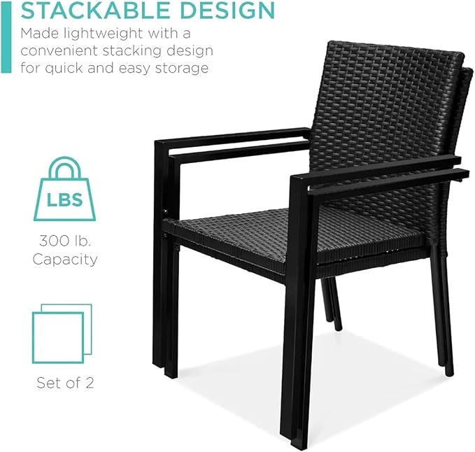 Adjustable Office Computer Chair with Armrest 2pcs Stackable Outdoor Rattan Wicker Dining Chairs with Armrests Steel Frames for Patio(Natural)