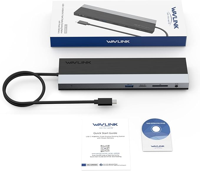 WAVLINK USB C Docking Station USB-C Dock Triple Display PD 85WUSB Type C Hub with DisplayPort HDMI USB 2.0/3.0 Gigabit Ethernet SD/TF Slot Audio Jack for Windows and Mac