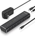 Rosonway 7 Ports Powered USB 3.2/USB C Hub 10Gbps with 4 USB-C 3.2 3 USB-A 3.2 Ports 3.3ft Cable and 36W(12V/3A) Power Adapter Aluminum USB Splitter for Laptop RSH-H7C4