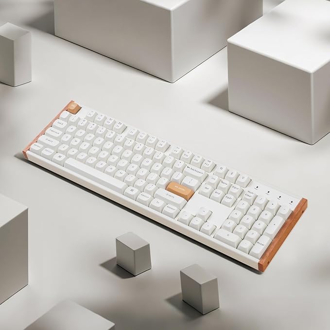 Keychron K10 HE Hall Effect Keyboard Wireless Magnetic Switch Hot Swappable Adjustable Actuation Rapid Trigger Mode with Aluminum + Wood Frame Full-Size Custom RGB for Mac Windows Linux - White