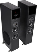 Rockville TM80B Powered Home Theater Tower Speaker System Black 800W 8 Subwoofers Bluetooth USB/SD Playback FM Radio Remote Control Karaoke Ready Perfect for Home Entertainment
