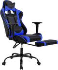 Gaming Chair for Adults - 250lbs Capacity Video Game Chair with Footrest &amp Lumbar Support Ergonomic 360° Swivel Height Adjustable Office Gamer Chair Heavy-Duty PU Leather (Blue)