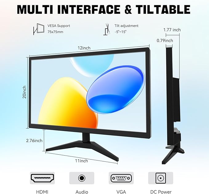Touchscreen Monitor 22 Inch FHD 1920x1080P IPS PC Monitor 10-Point Touch Screen Computer Display with HDMI VGA USB Ports Built-in Speakers VESA Mountable