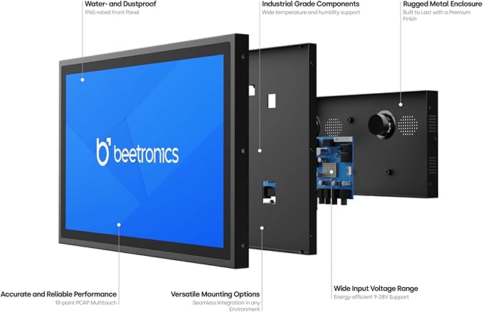 Beetronics 32 Inch Touchscreen Monitor | Full HD 1080p | 32TS7M – Industrial-Grade Professional 10-Point Multi Touch Display for PC Mac Linux – HDMI DisplayPort USB-C VGA Inputs