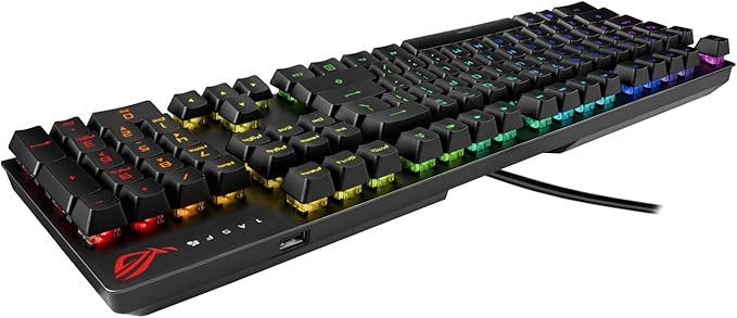 ASUS ROG Strix Scope RX Gaming Mechanical Keyboard Red Optical Switches USB 2.0 Passthrough 2X Wider Ctrl Key Aura Sync Armoury Crate RGB Lighting Black