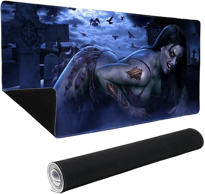 Hot Sexy Undead Dead Zombie Large Gaming Mouse Pad Desk Mat with Stitched Edges Non-Slip Base for Gamer Home and Office