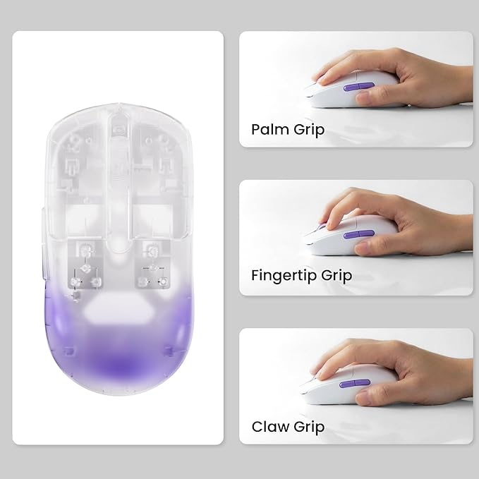 Akko Dash Max Wireless Gaming Mouse 8K Polling Rate with PAW3395 Sensor 26000 DPI 41g Ultra Lightweight Akko Custom Optical Switches BT/2.4G/Wired Symmetrical Computer Mouse White