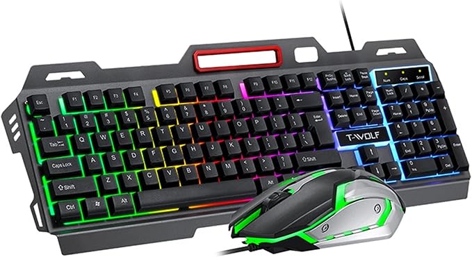 RGB Gaming Keyboard and Backlit Mouse ComboUSB Wired Backlit KeyboardLED Gaming Keyboard Mouse Set for ComputerDesktopPCNotebookLaptop