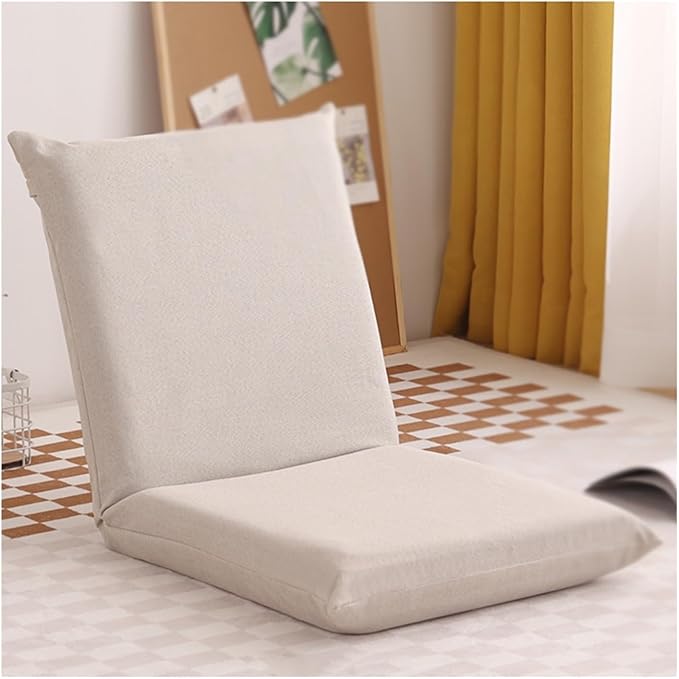 Floor Chair Gaming Floor Seat for Living Room Adjustable Backrest with Cotton Linen Cover for Balcony Reading Bedroom Study Room(Beige)